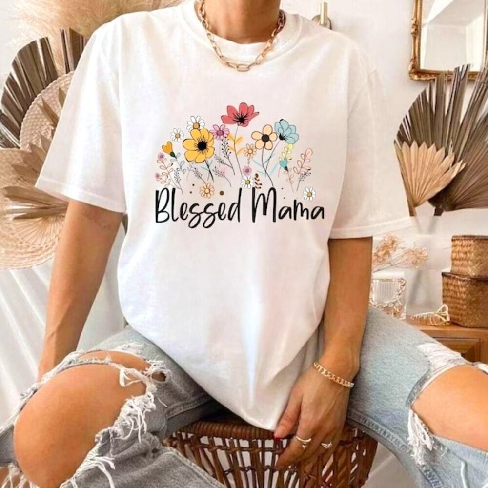 Blessed Mama Shirt Mom Life Shirt Mother Tshirt Cute Mom Shirt